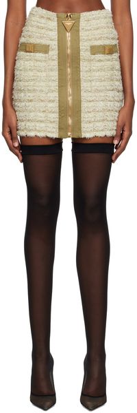 Balmain Beige Zip Miniskirt