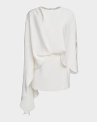 Laure Asymmetric Draped Crepe Mini Dress