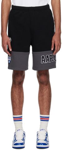 AAPE by A Bathing Ape Black & Gray Paneled Shorts