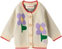 Bobo Choses Baby Off-White Pansy Flower Cardigan