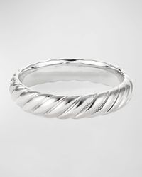 Men's 18k White Gold Cable Band Ring, 5mm