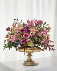 Mixed 42" Faux Floral Arrangement in Aluminum Urn