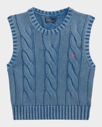 Cable-Knit Cotton Cropped Sweater Vest