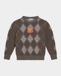 Boy's Intarsia Argyle Crewneck Sweater, Size 8-14