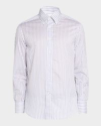 Men's Stripe Cotton Slim-Fit Button-Down Shirt
