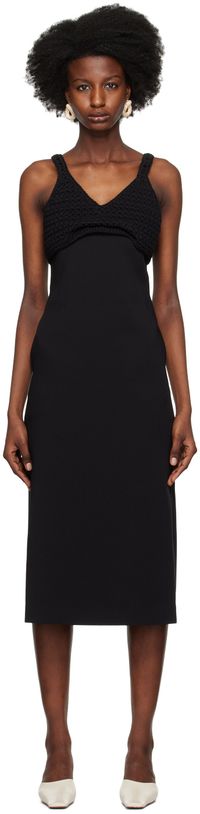 RECTO Black Chunky Bra Top Patch Midi Dress