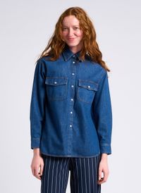 Max&co. - Surchemise col classique en jean - Taille 42 - Bleu