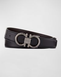 Men's Double-Gancini Reversible Leather Belt
