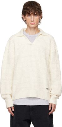 Axel Arigato Polo Scale blanc cassé en tricot texturé