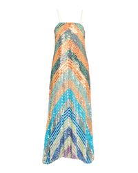 Chevron Sequined Bias Strapless Maxi Dress