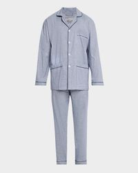 Men's Cotton Micro-Check Long Pajama Set