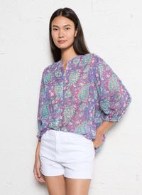 Maison 123 - Top col rond à imprimé végétal - Taille XL - Violet