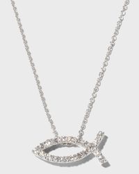 18K White Gold Fish Pendant Necklace