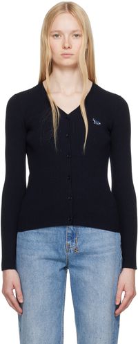 Maison Kitsuné Navy Baby Fox Patch Fine Ribbed Cardigan