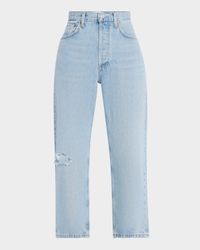 90's Crop Mid-Rise Loose Straight Jeans