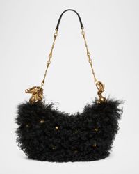 Chain Horse Shoulder Bag in Curly Shearling