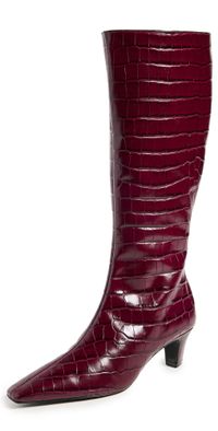 Schutz Dellia Up Croco Boots Merlot Wine 5
