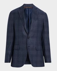 Men's Tonal Plaid Wool Stretch Sport Coat