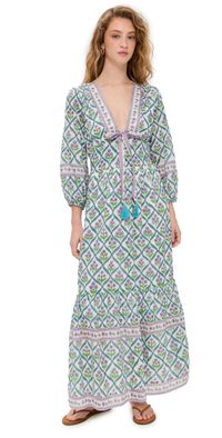 Bell Magnolia Maxi Dress Turquoise Purple Diamond S