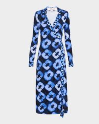 Abigail Geometric-Print Silk Midi Wrap Dress