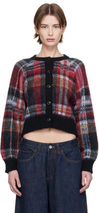 YMC Red & Black Foxtail Tartan Cardigan