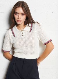 Suncoo - Polo droit ajouré en coton mélangé - Taille 3 - Beige