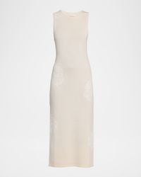 Luciana Sleeveless Lace Applique Midi Dress