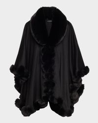 Cashmere Faux Fur Trim Cape