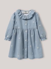 Cyrillus - Robe en vichy brodée - Taille 24M - Bleu