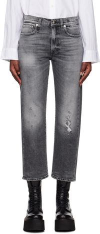 R13 Gray Straight-Leg Boyfriend Jeans