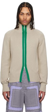 Edward Cuming Beige Chakra Knit Track Jacket
