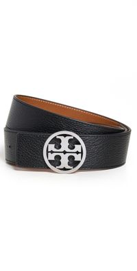 Tory Burch Miller Reversible Belt 1.5 Black/Classic Cuoio/Silver XS