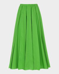 A-Line Reverse Seam Cotton Midi Skirt