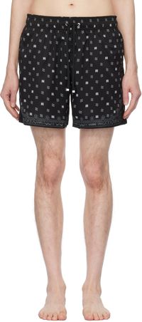 AMIRI Maillot de bain noir à motif cachemire à monogrammes - Core