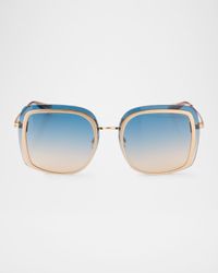 Halima 65mm Square Titanium Sunglasses