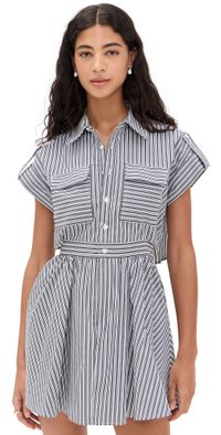 o. p.t Rowe Dress Black White Stripe M