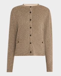 Button-Down Shimmer Knit Cardigan