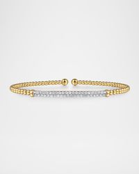 14K Yellow Gold Bujukan Diamond Bar Split Bangle
