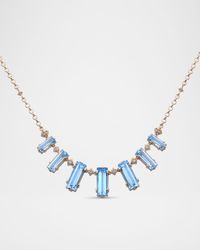 18K Yellow Gold Diamond and Swiss Blue Topaz Statement Necklace