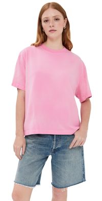The Elder Statesman Sunbleached Oversized Tee Bubblegum S