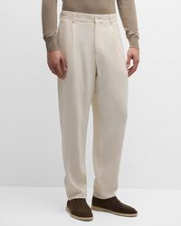 Men's Pleated Wool-Blend Suit Pants