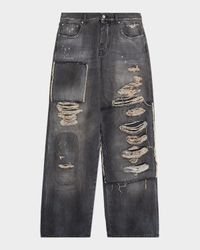 Men's Carpenter Repaired Baggy-Fit Jeans