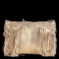 Pieces - Sac bandoulière frangé en cuir - Taille Unique - Doré