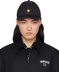 Versace Black Embroidered Logo Cap