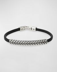 Men's Chevron 18K Yellow Gold & Leather ID Bracelet