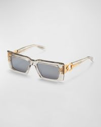Imperial Semi-Transparent Acetate & Titanium Rectangle Sunglasses