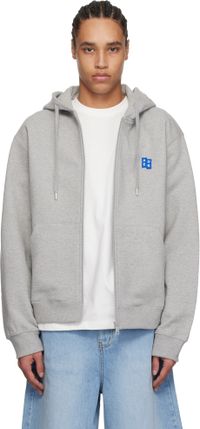 ADER error Pull à capuche 01 gris à glissière et à étiquette à logo Tetris - Significant