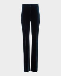 Carl Techno Velvet Stretch Straight-Leg Pants