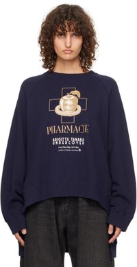 UNDERCOVER Pull molletonné UC2D1895-1 bleu marine édition Brigitte Tanaka