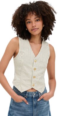 DL1961 Denim Vest Seashell Stripe (Vintage) M